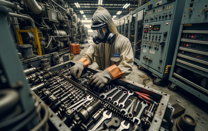 MGM generator technician servicing diesel genset