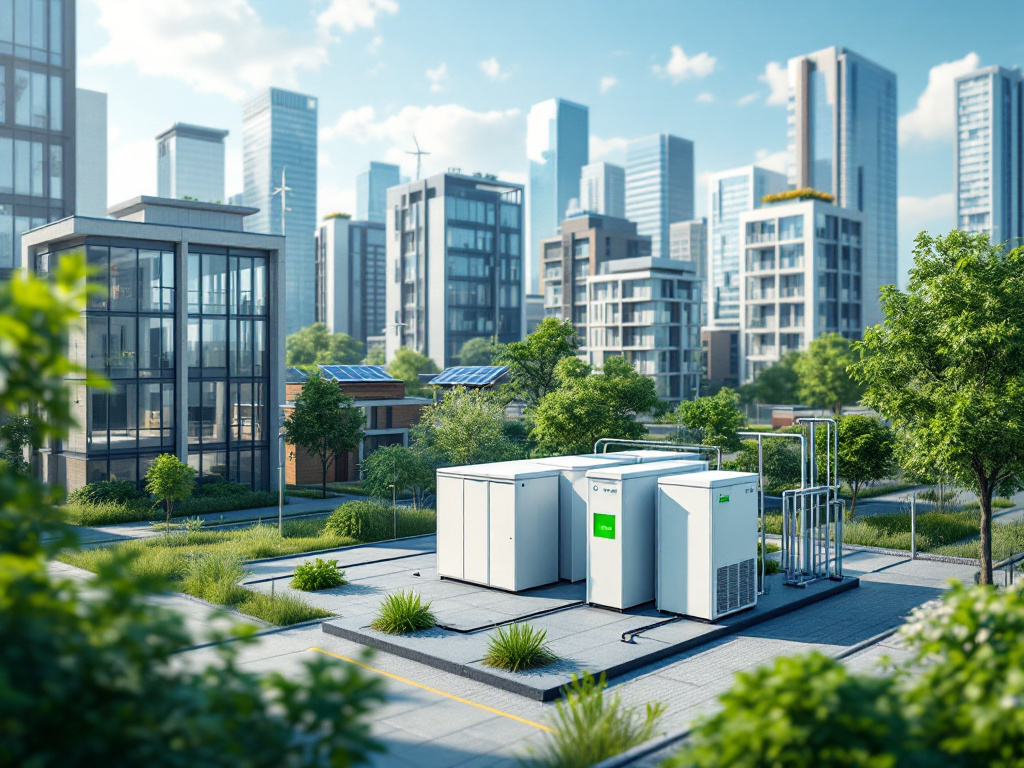 Battery Energy Storage System in a modern cityscape