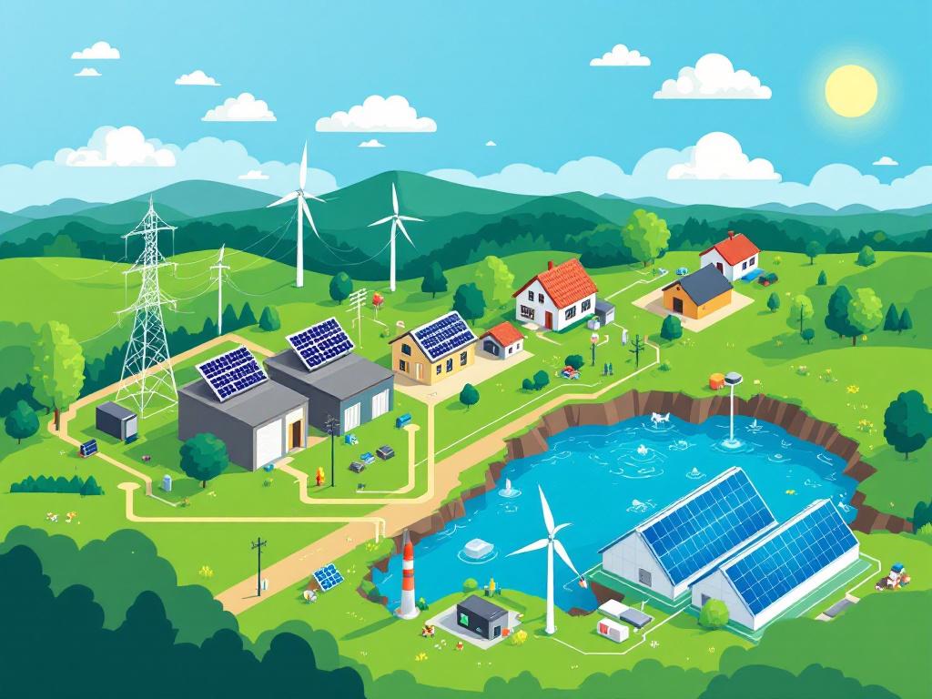 Diagram of power generators and battery energy storage