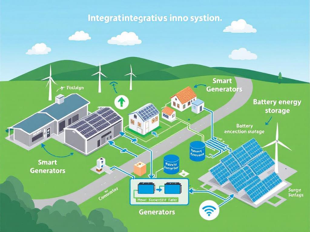 Diagram showing integration of smart generators with battery energy storage systems