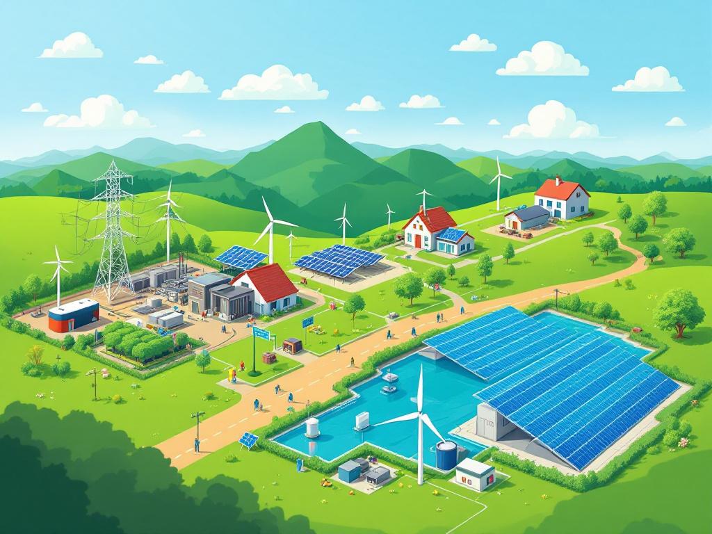 Diagram showing the synergy between power generators and battery energy storage systems in renewable energy integration