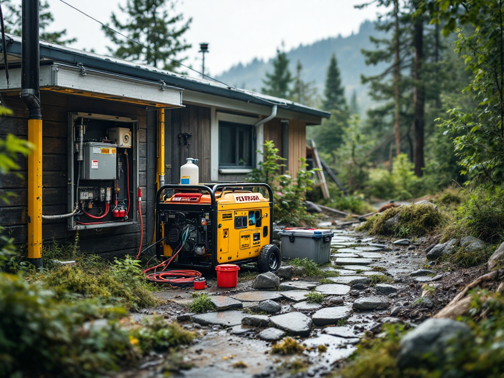 Emergency power setup with generator