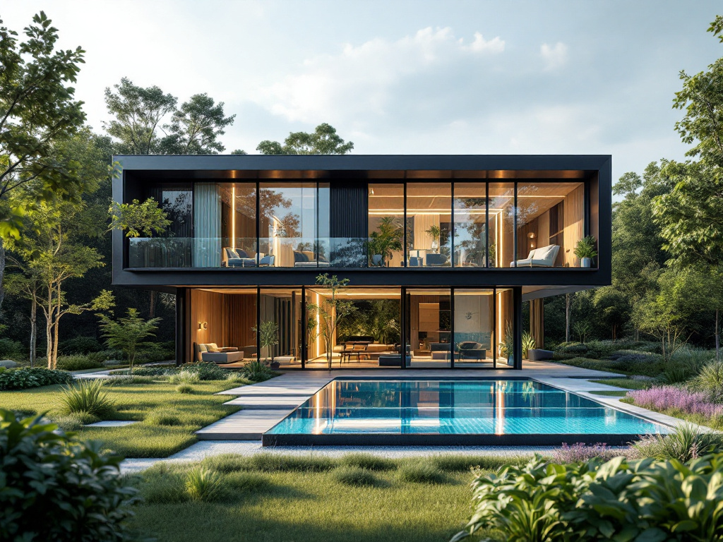 Futuristic concept of home powered by renewable energy and battery storage