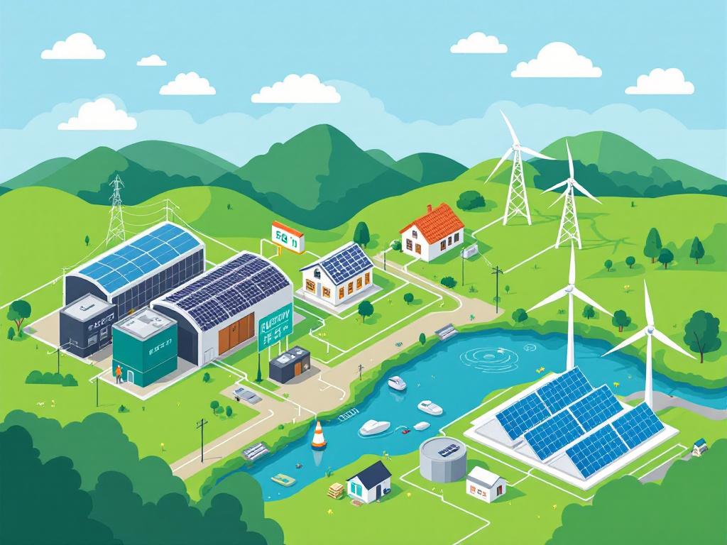 Illustration of energy flow between battery storage and power generators