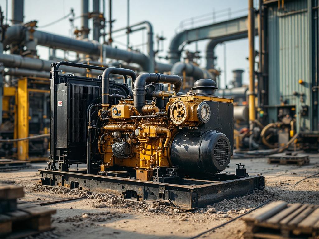 Traditional Diesel Generator in an Industrial Setting