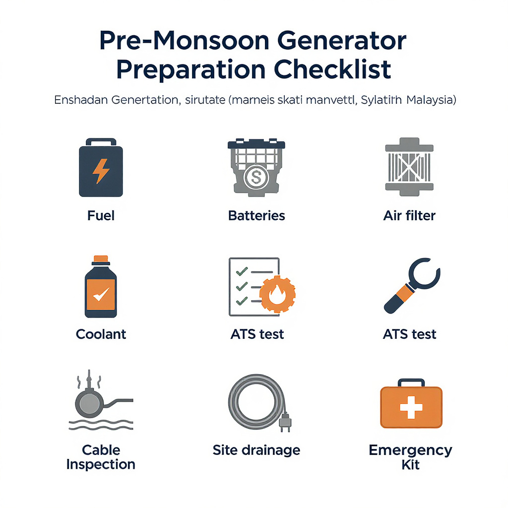 Pre-Monsoon Generator Preparation Checklist infographic