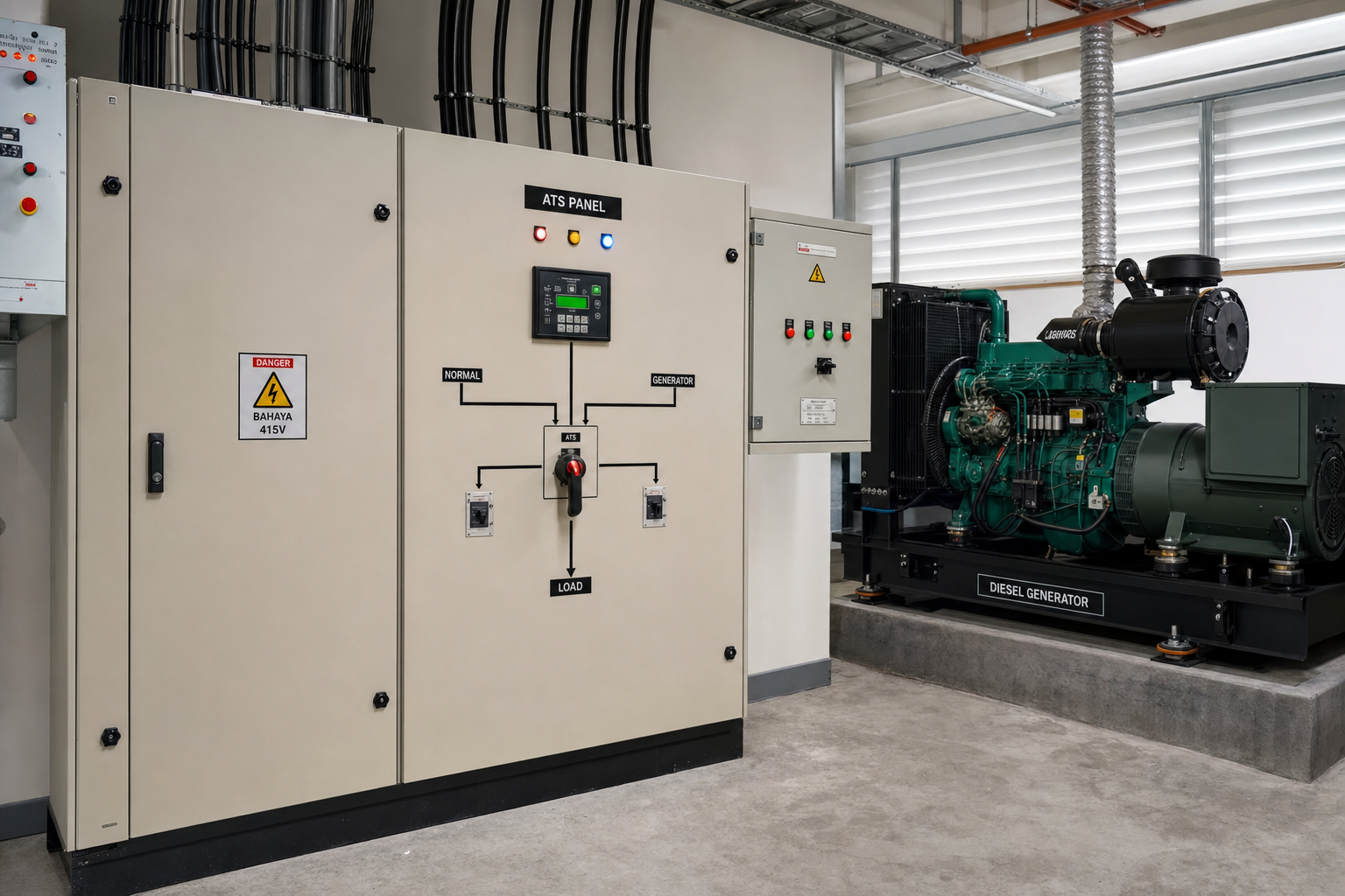 Automatic transfer switch installation for backup generator in Malaysia