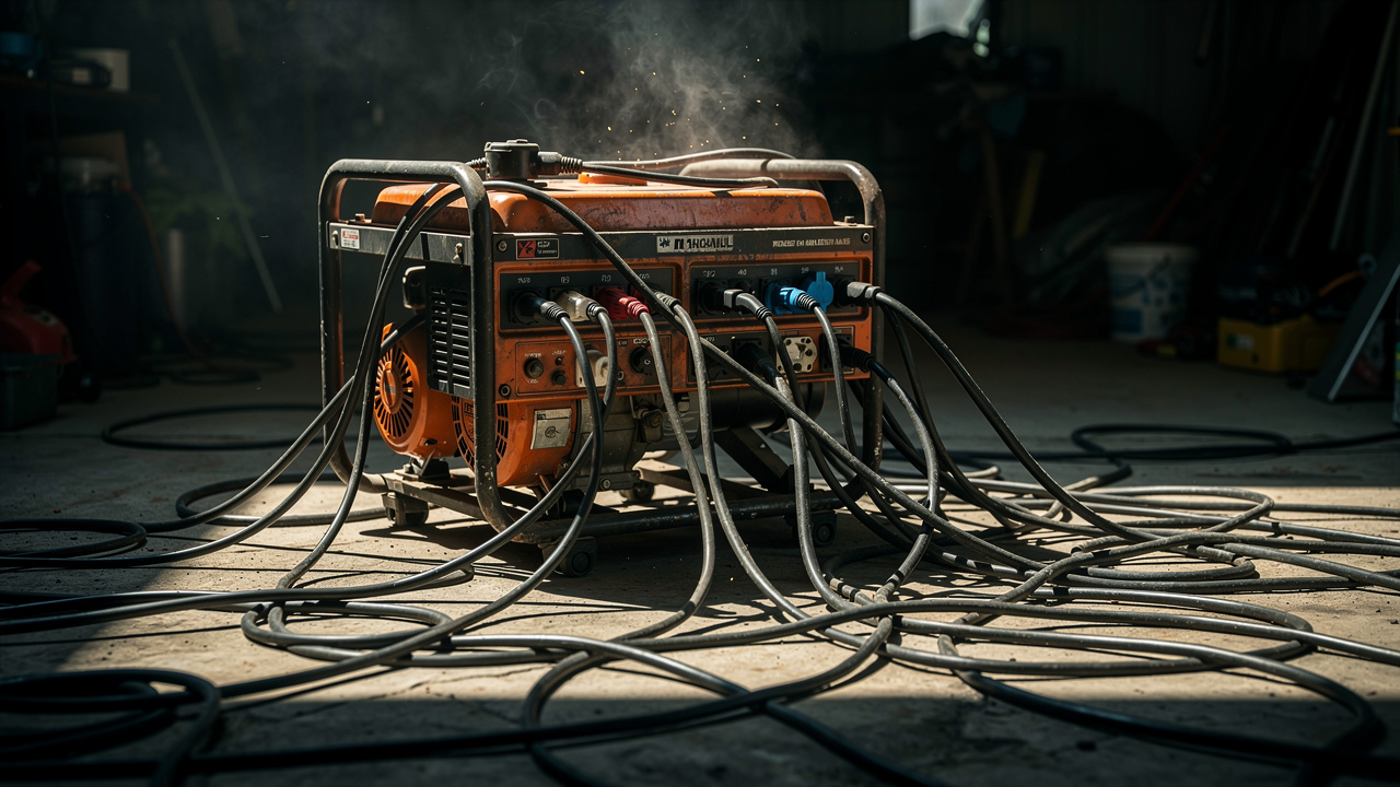 Genset overload — terlalu banyak kabel disambung