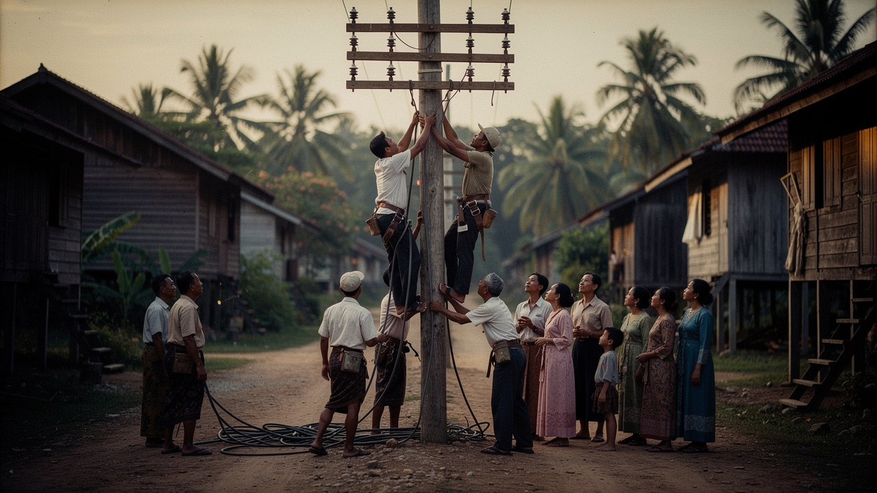 Selepas merdeka 1957: elektrik dibawa ke kampung sebagai simbol kemajuan