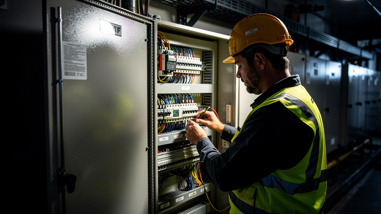 Electrician mendawai panel AMF: saiz dan tetapan mesti oleh orang berkemahiran