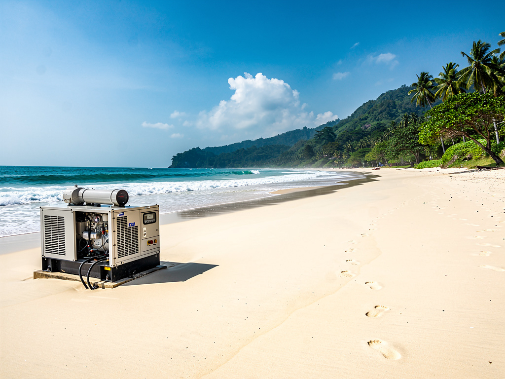 Dungun beach coastal area with standby generator.