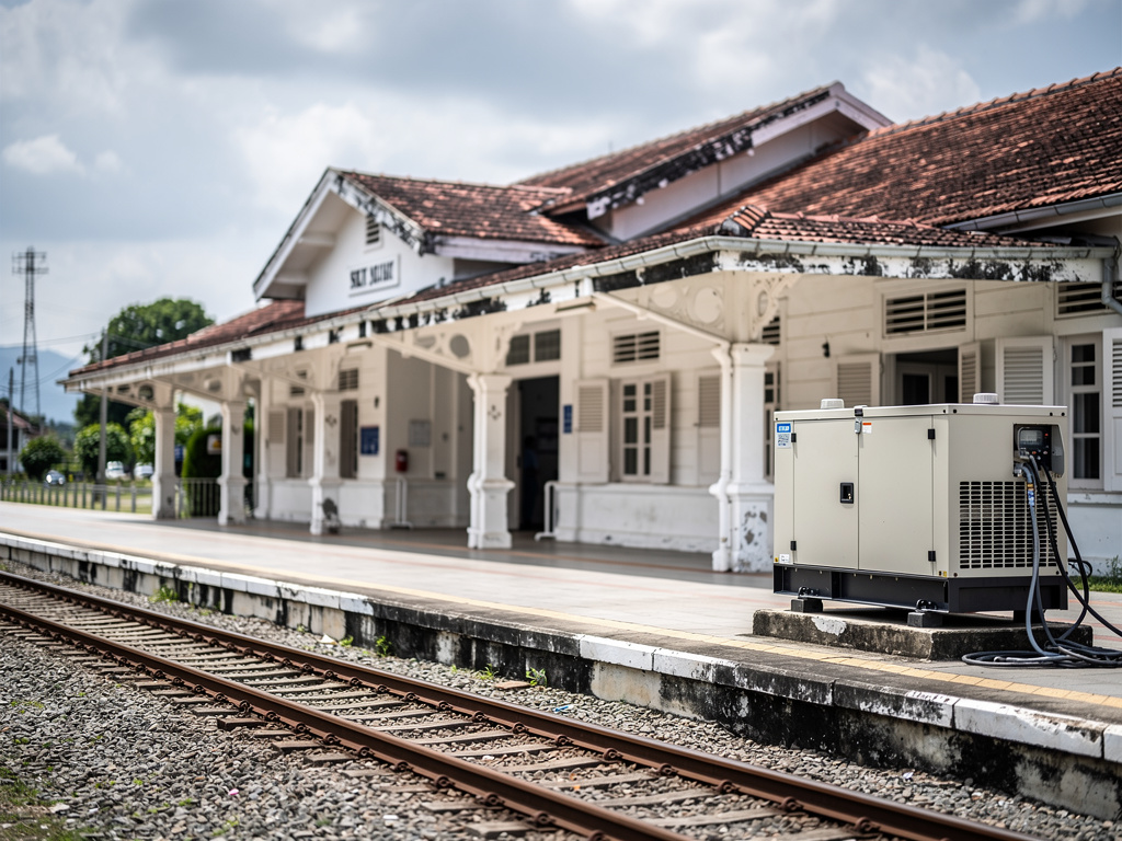 Kluang KTM railway station landmark with standby generator.