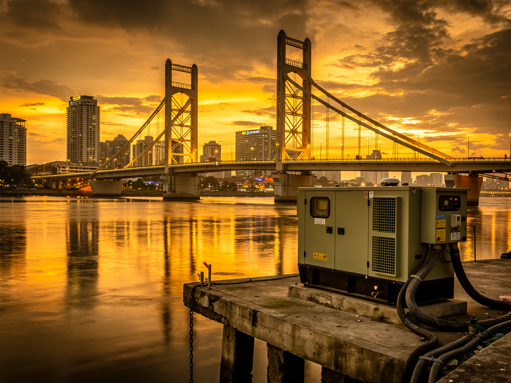 Drawbridge of Kuala Terengganu with a standby generator.