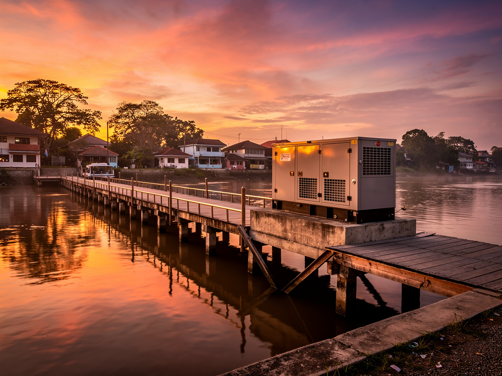 Muar Tanjung Emas jetty and riverfront with standby generato