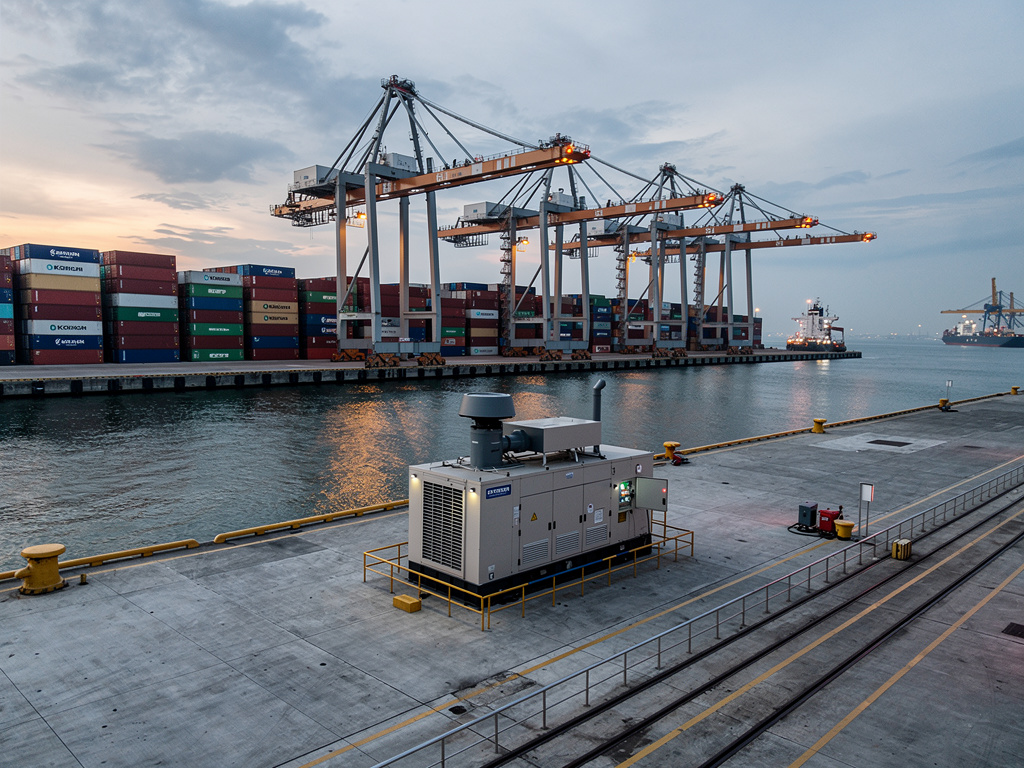 Port Klang container terminal with backup generator for 24-h