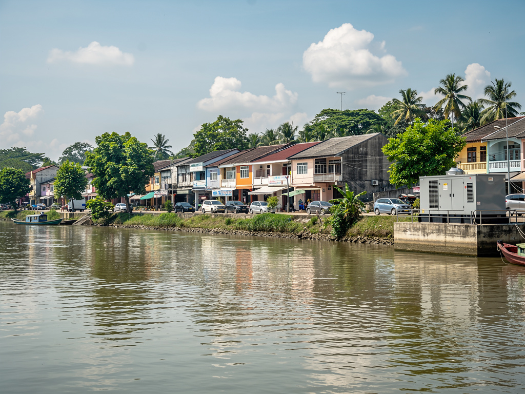 Temerloh Pahang riverside town with standby generator.