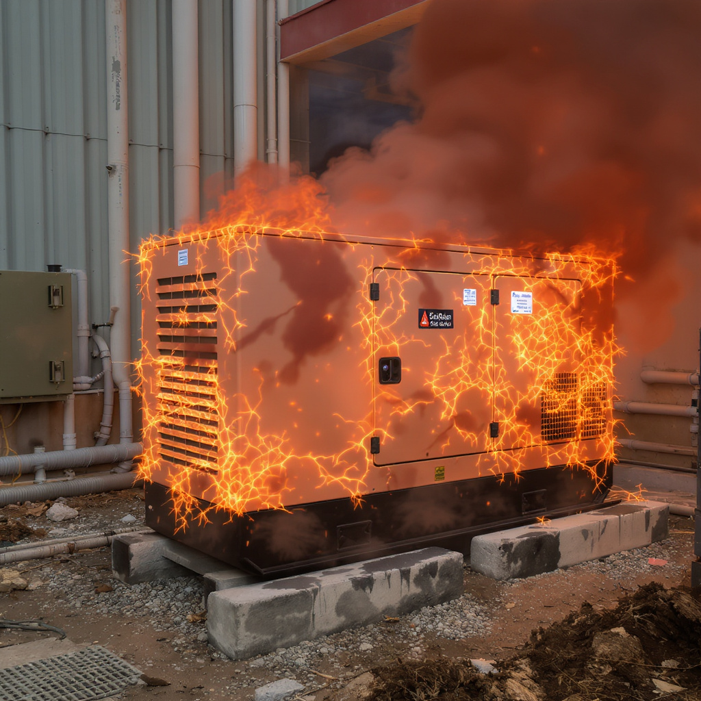 Factory floor and home panel showing automatic transfer switch with AVR generator during heat wave