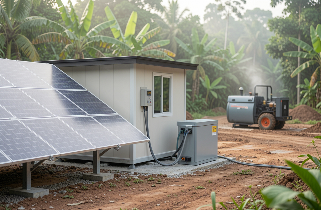 Solar and battery assist supporting a hybrid generator for construction sites at a Malaysian site office