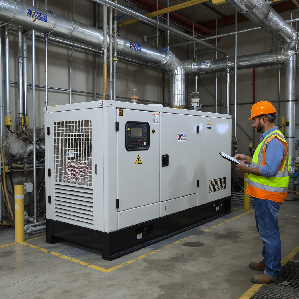 Malaysian factory generator room with compliance checks and ventilation