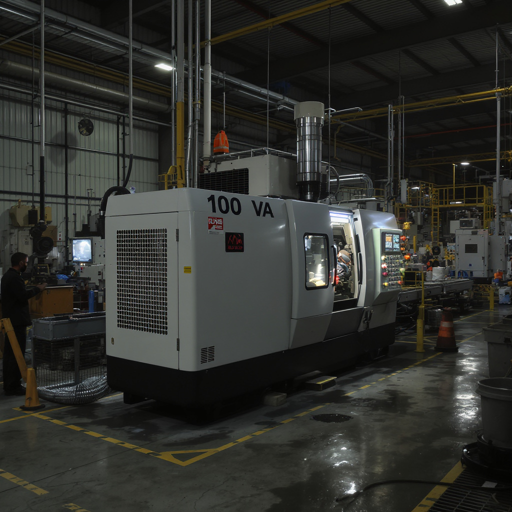 Malaysian light-industrial factory powered by a commercial generator during a blackout