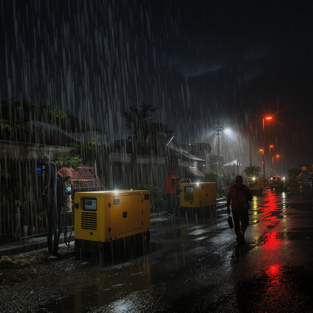 Night-time monsoon resilience with generators supporting Malaysian homes and factories