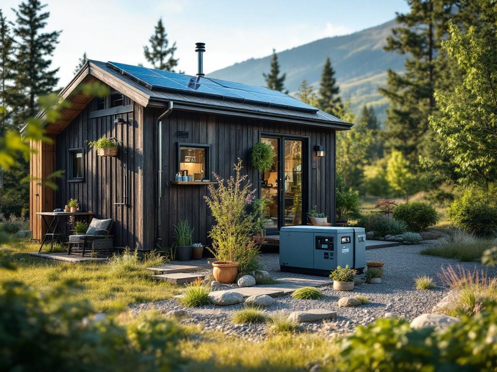 Off-grid living with power generators and battery storage system