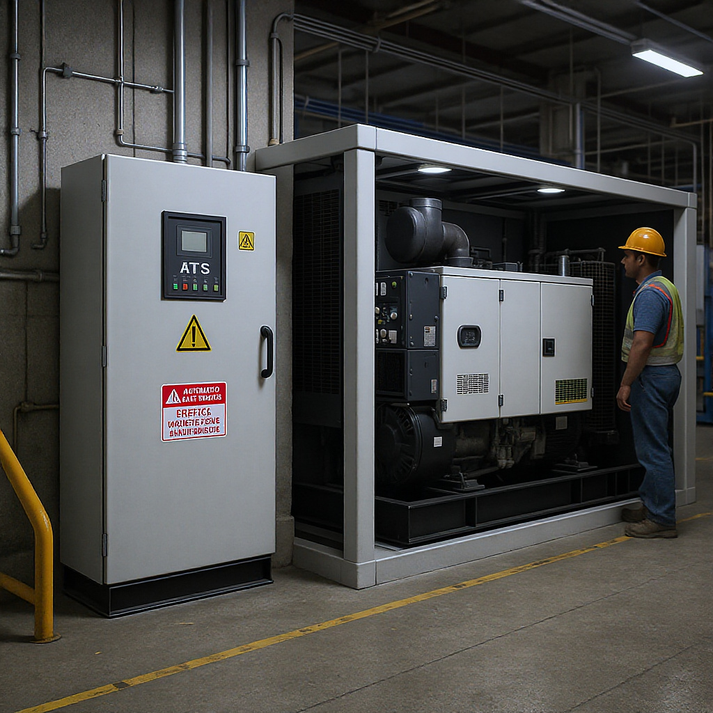 Small Malaysian factory with ATS and acoustic generator enclosure ensuring uptime and safety