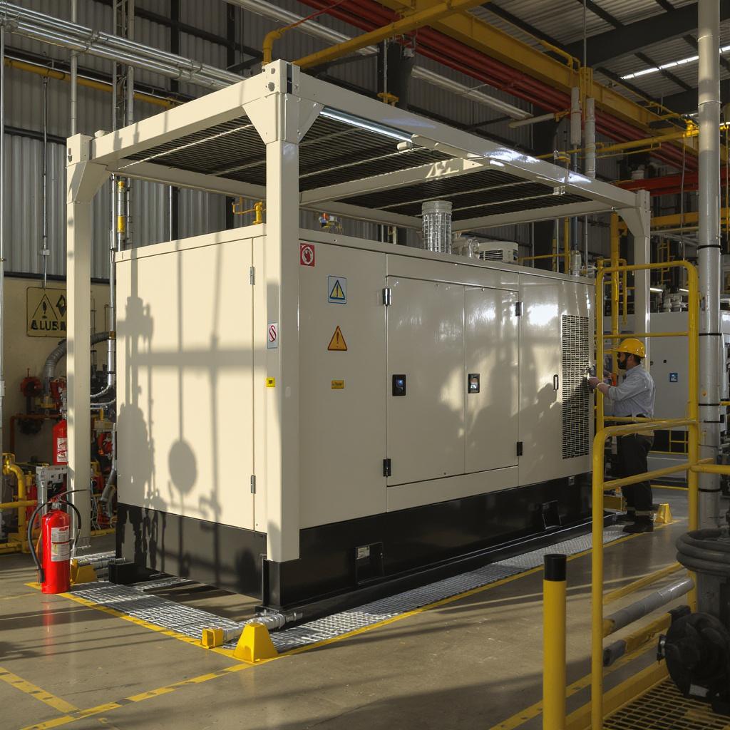 Malaysian electronics factory with a 250kVA industrial generator in an acoustic canopy