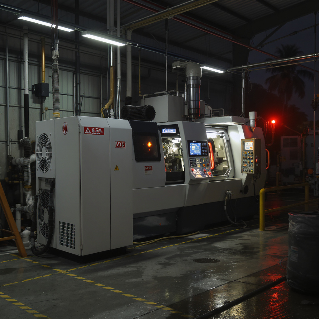 Small Malaysian factory powered by diesel generator during grid outage