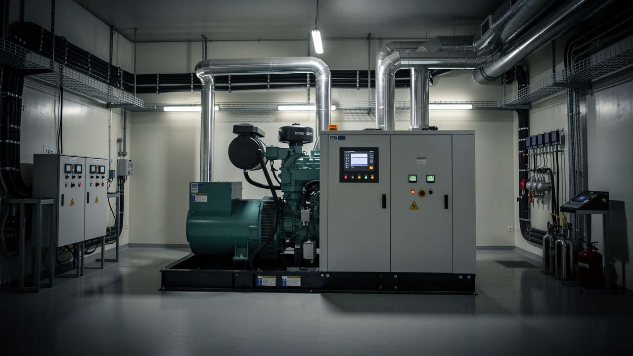 Bilik enjin dengan genset diesel di Malaysia