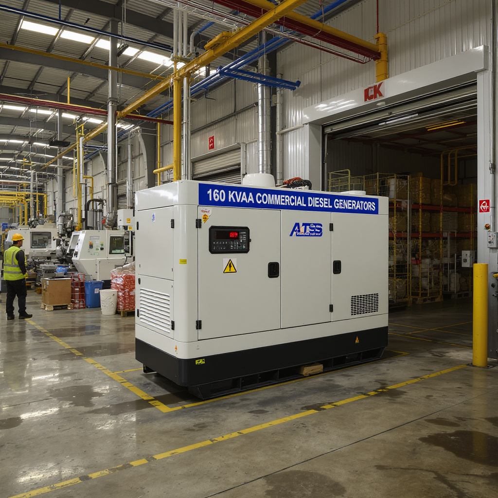 Malaysian light industrial factory with 160 kVA low-noise generator and ATS for uptime